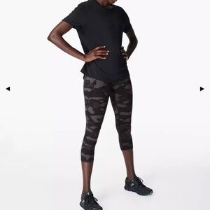 Sweaty Betty Power Crop Black Tonal Camo Workout Leggings